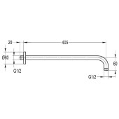 Flova Levo KILVSA | настенный кронштейн для верхнего душа 405 мм (хром)