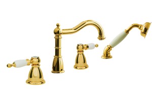 Boheme Tradizionale Oro 395 | смеситель на борт ванны 4 отв. (золото/керамика) ― Сан-Топ
