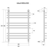 Energy Ideal | водяной полотенцесушитель 800x500 (бронза)