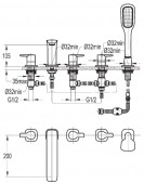 Flova Urban UR5HBSM | смеситель на борт ванны (5 отв.)