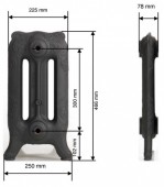 GURATEC APOLLO 350/01 | чугунный радиатор - 1 секция PerlSchwarz (перламутровый чёрный)