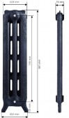 GURATEC APOLLO 970/01 | чугунный радиатор - 1 секция PerlSchwarz (перламутровый чёрный)