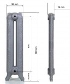 GURATEC MERKUR 760/01 | чугунный радиатор - 1 секция Silber (серебро)