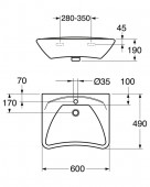 Gustavsberg Logic 7119-63 | раковина для инвалидов 60x49