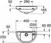 Gustavsberg Nordic 2450 (R) | мини раковина (отверстие для смесителя справа) 45x25