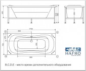 2ODA2N2 HAFRO Ondaria | акриловая ванна 170х75 Standart