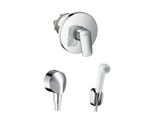 Hansgrohe Logis 3 в 1 (71666000+32127000+27454000) | комплект гигиенический душ со смесителем (белый/хром) ― Сан-Топ