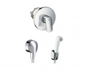 Hansgrohe Logis 3 в 1 (71666000+32127000+27454000) | комплект гигиенический душ со смесителем (белый/хром)