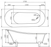 Heritage Grantham BGRFSW00 | ретро ванна акриловая 1750х740