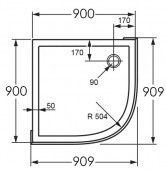 Huppe Verano 235031 | душевой поддон 90x90 угловой 1/4 круга