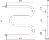 Сунержа М-образный 00-0007-6060 | водяной полотенцесушитель 600x600