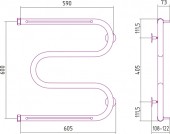 Сунержа М-образный 00-0008-6060 | водяной полотенцесушитель + 2 полки 600x600