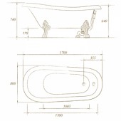 Migliore Bella ML.BLL-40.401BR | акриловая ванна на "ножках" 1700x800