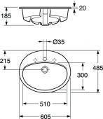 Gustavsberg Extra 7G28 60 | раковина встраиваемая сверху 60x48