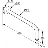 Kludi 665140500N A-Qa | настенный кронштейн для верхнего душа 400 мм
