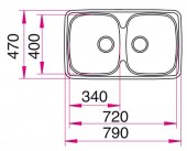 Stala Jazz PSoftDouble P-40-40PT | двойная мойка для кухни 34x40