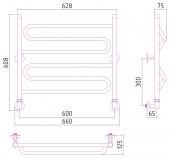 Стилье (Сунержа) Вариация 00021-6060 | водяной полотенцесушитель 600х600