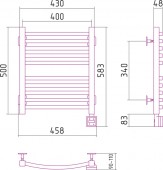 Сунержа Аркус 00-0530-5040 | электрический полотенцесушитель 500x400 (левый) скрытое подключение