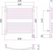 Сунержа Аркус 00-0531-6060 | электрический полотенцесушитель 600x600 (правый) скрытое подключение