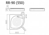 RR-90 (550) Vispool | душевой поддон мармориловый 90x90 угловой 1/4 круга