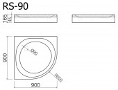 RS-90 Vispool | душевой поддон мармориловый 90x90 угловой 1/4 круга